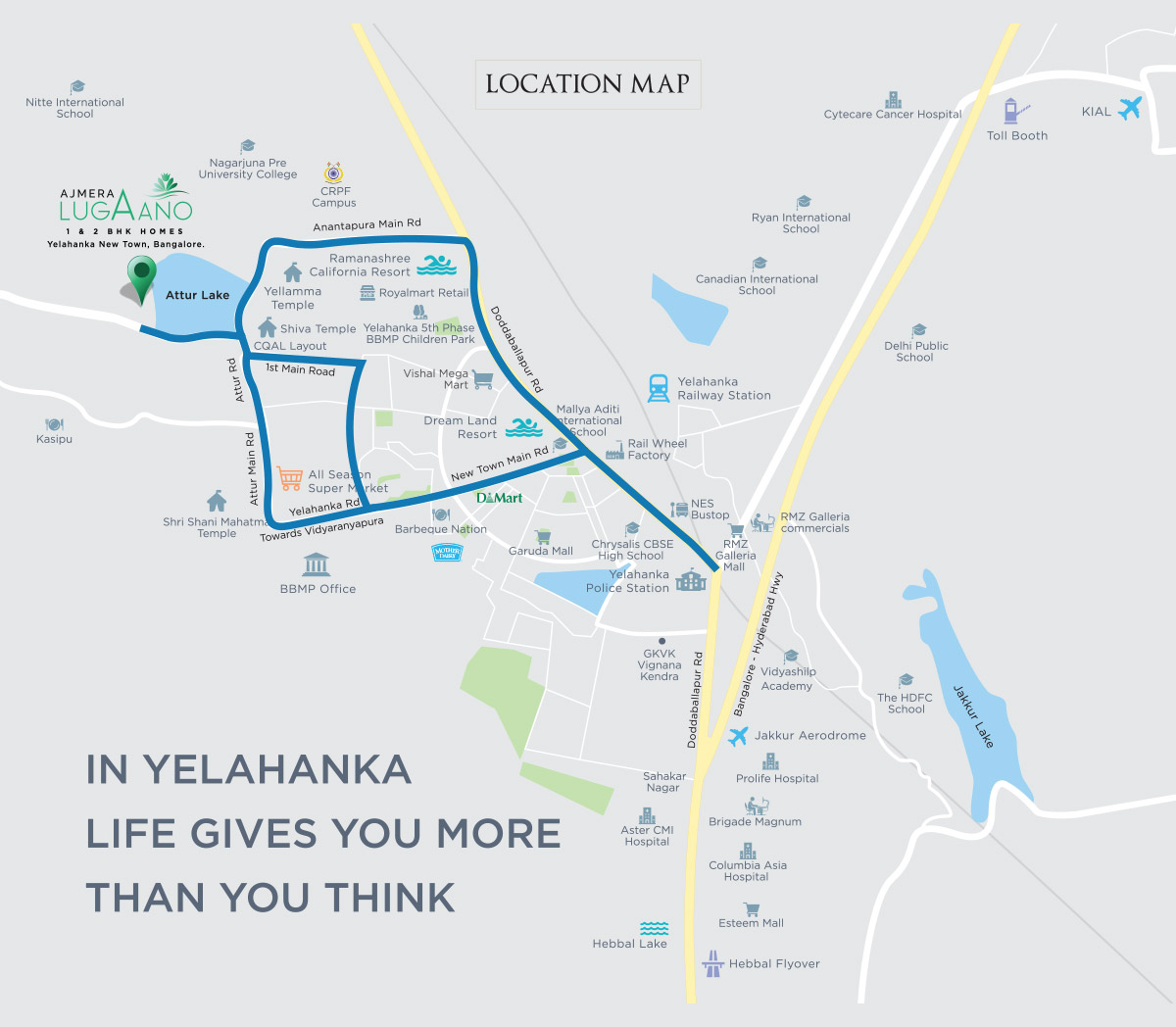 Ajmera Lugaano in Yelahanka - Map